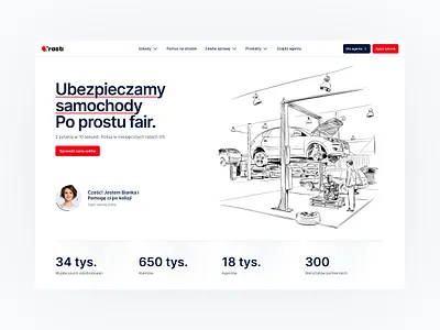 Trasti - Website for a Modern Insurance Brand branding car clean designsystem digital graphic design homepage human illustration insurance landingpage light modern red trust ui uiux ux website white