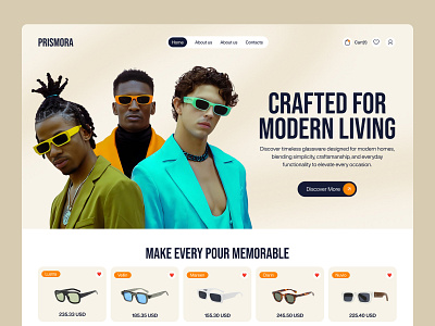 Prismora - A Fresh Vision for Sunglass Lovers app branding ecommerce ecommerce website design glassware landing landing page meditech mobile app mobile app development shopify development sun glass techwitpro ui design uiux web web design web development webflow development