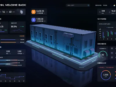 Hightopo Digital Energy Storage Equipment Management Platform 3d design digital twin ui visualization web design