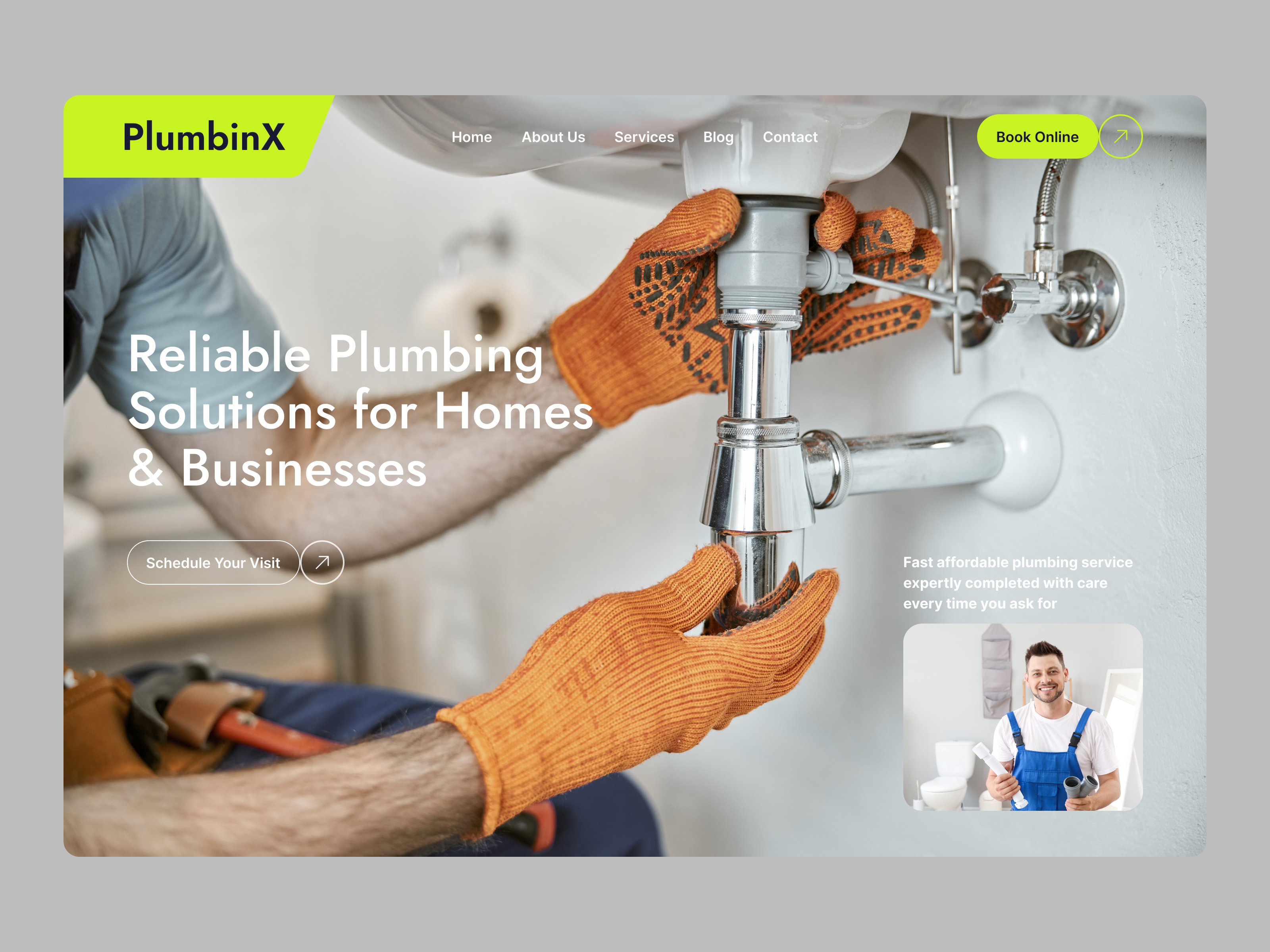 Example of Modern Plumbing Service Web Design - Plumbing Service Hero UI