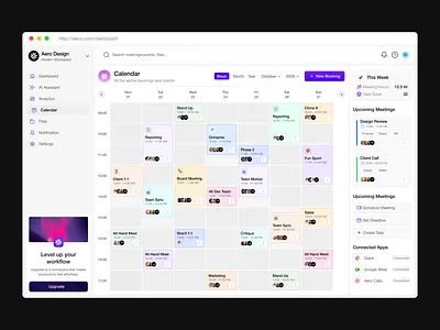 Sleco - Calendar View Dashboard UI/UX Design 📅 calendar creative design datavisualization designsystem dribbble best shot landing page design minimal clean new trend modern design popular trending graphics projectmanagement saasdashboard taskmanagement teamcollaboration ui workspacedesign