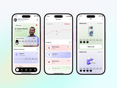 Health | Medical App app concept app design clean ui design system digital health healthcare healthtech interaction design medical app medtech minimal design mobile app mobile design product design ui design user interface ux design uxui