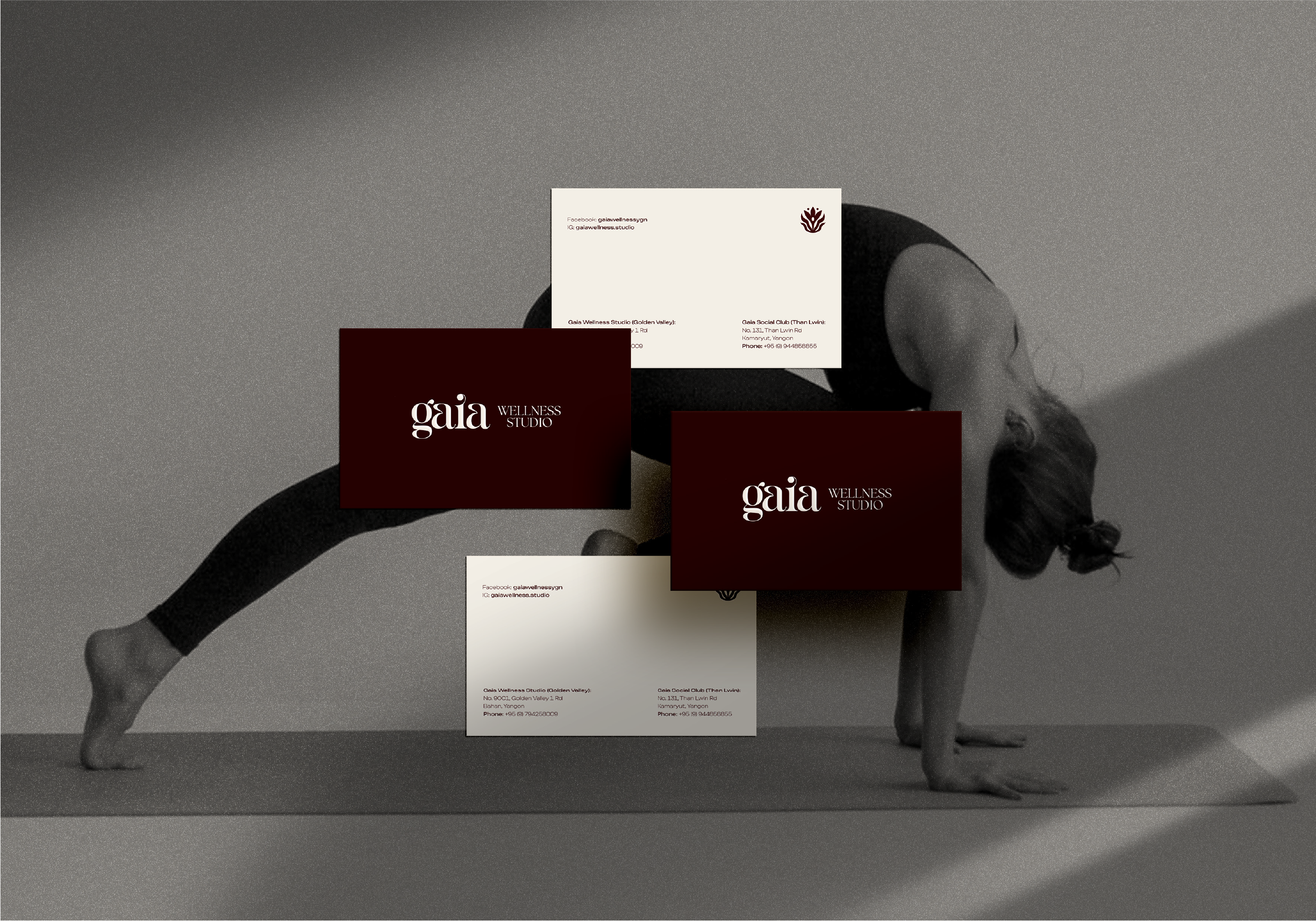 Gaia Wellness Studio brand identity branding feminine branding logo design packaging design pilates branding pilates studio logo premium wellness logo wellness branding wellness logo wellness studio branding