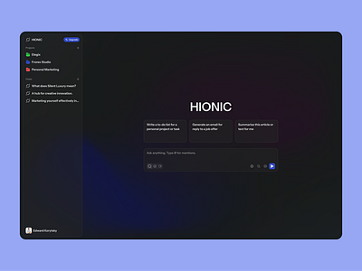 Hionic - AI Platform chatting ai ai chat bot ai operator ai platform ai product design artificial intelligence chat chatgpt claude deepseek grok neural network openai platform product saas startup ui ux web website