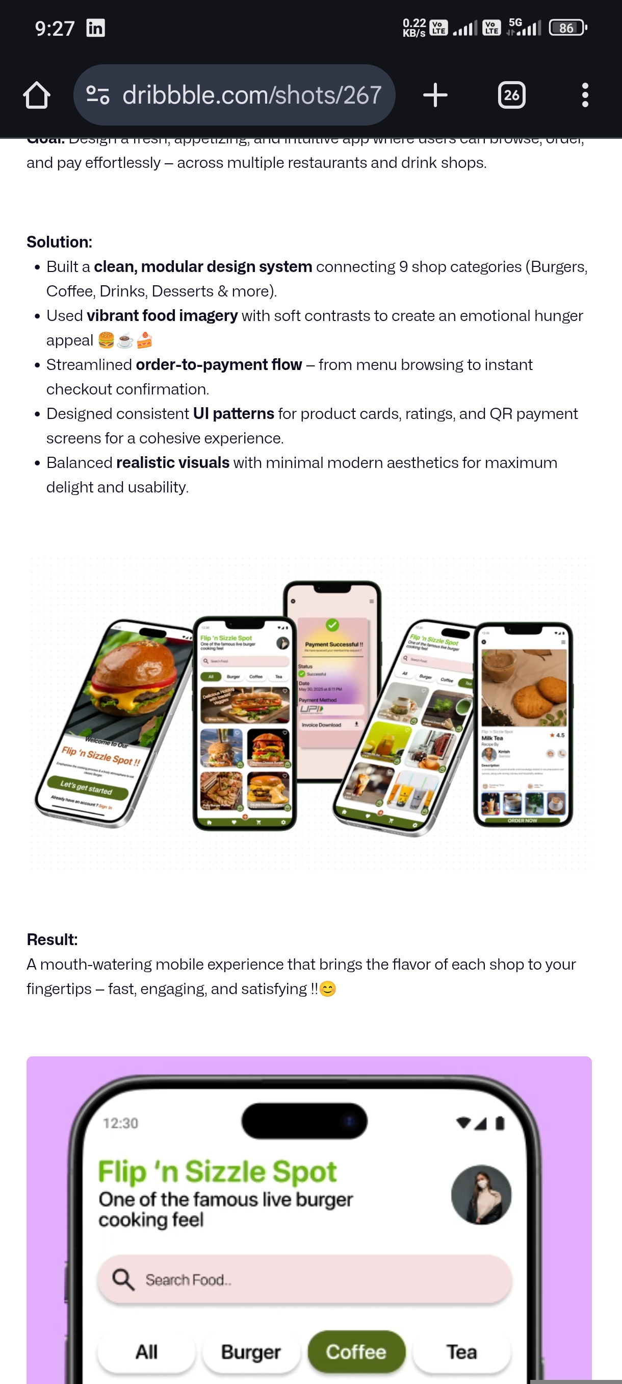 Flip 'n Sizzle Spot — Food Ordering App UI dribbblecommunity figma fooddeliveryapp interactiondesign mobileappdesign modernui productdesign ui ux design uidesign