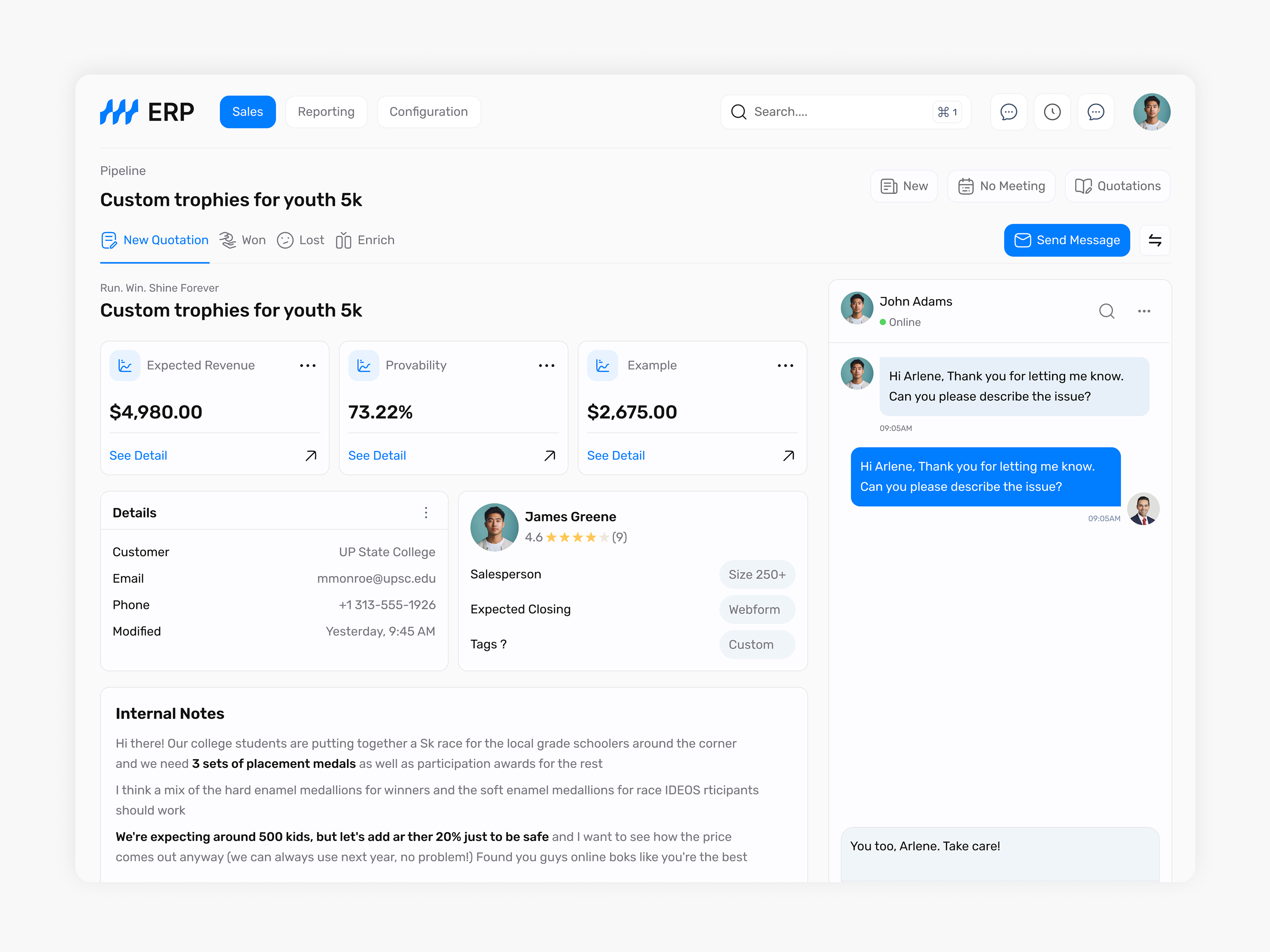 Sales Management Dashboard - Detail View crm dashboard erp erp dashboard design erp system inventory management management app modern design product design saas platform sales sales dashboard sales lead sales management ui uiux uiux design user experience ux web application