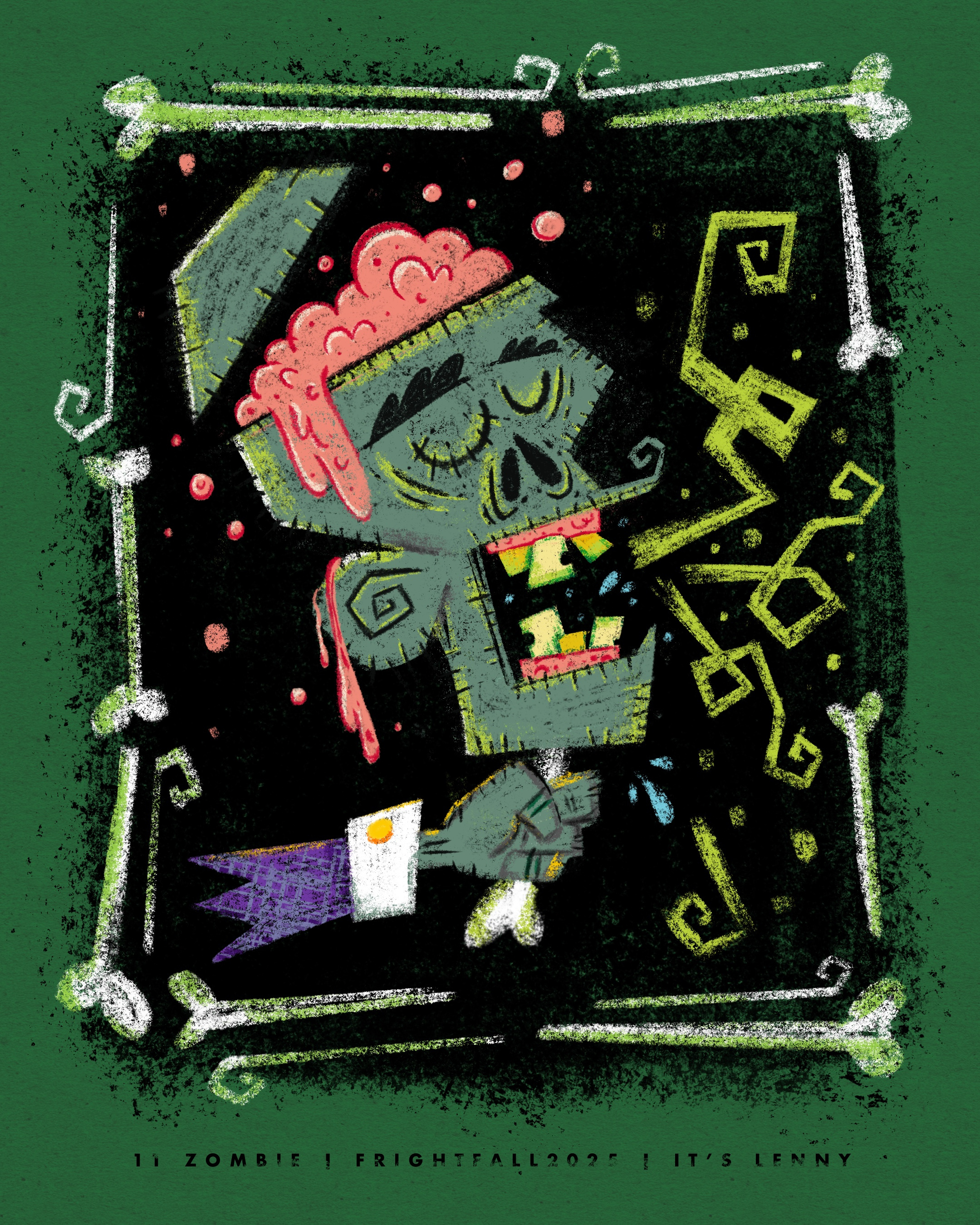 FRIGHT FALL 2025 • 11 ZOMBIE illustration mid century modern procreate retro spooky vintage