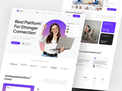 Wemeet - Online Webinar Platform Website clean conference education event hero homepage landing page loom meet meeting seminar ui ux video video call web design webinar website workshop zoom