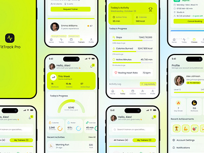 ✨ Continuing the Fittrrack Journey! appdesign branding dashboard design designjourney dribbbleshots fitnessapp fitnesstracking mobileui ui uidesign ux uxdesign
