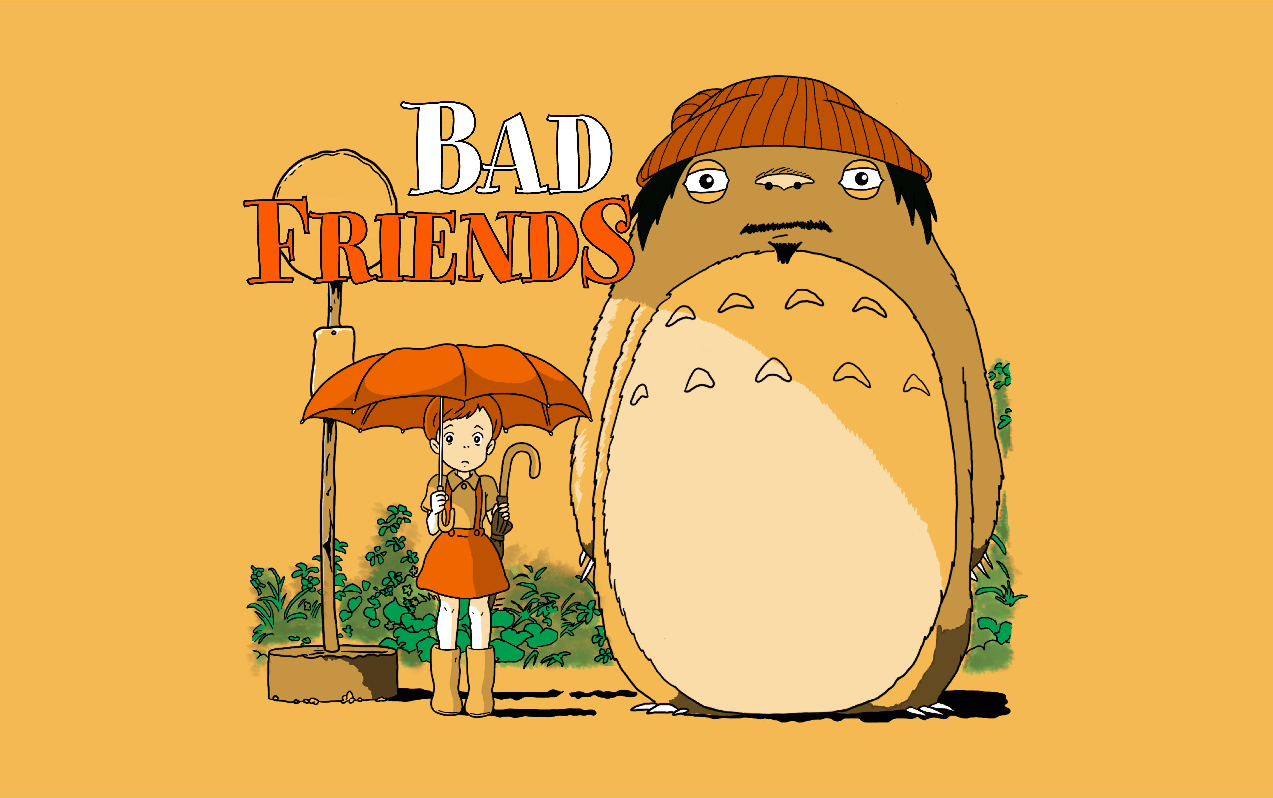 My Neighbor Bobby - Bad Friends Podcast apparel bad friends branding crumby crumby creative hand drawn illustration miyazaki podcast screen print t shirt totoro vector art