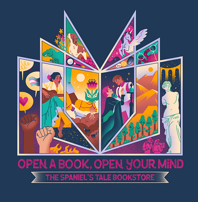 The Spaniel's Tale Bookstore book book store books bookstore genres illustration magical procreate texture