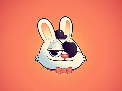 Rabbit animal bunny character eye patch face hat illustration
