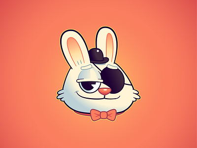 Rabbit animal bunny character eye patch face hat illustration