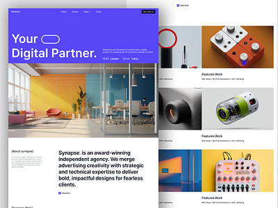 ⚡️ Synapse: Digital Partner, Fearless Design. agency boldsans branding clean design landingpage minimal modern section typography ui uiux ux websitedesign