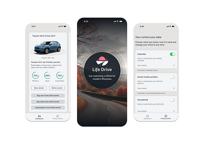 Automotive marketplace app animation blue dailyui dark flat design ui