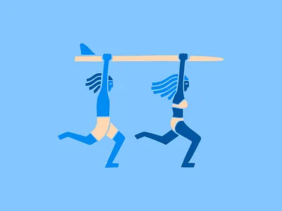 Longboard Surfers Illustration Graphic blue illustration longboarding ocean surf surfboard surfers tropical vector waves