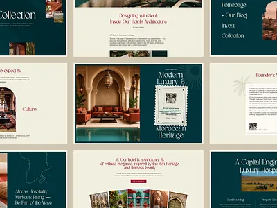 Nuru Marrakesh. Website Design. bold cards hotel luxury typography website