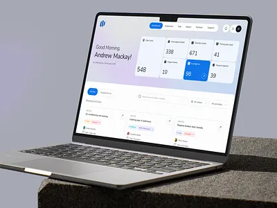 Maintenance Management Dashboard – Web App UI Design agency application blue branding business clean corporate dashboard design flat ui frelance maintenance minimalist product design task management ui ux visual design web web app