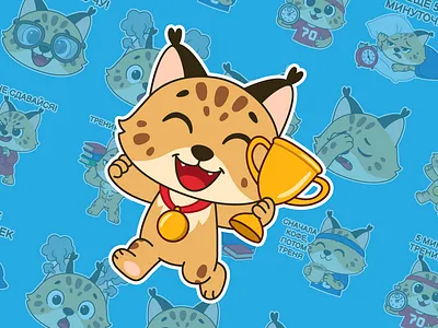 Character design for a sports school adobe illustration branding cat character character design illustration illustrator lynx mascot sticker stickers telegram telegram stickers vector vector illustration
