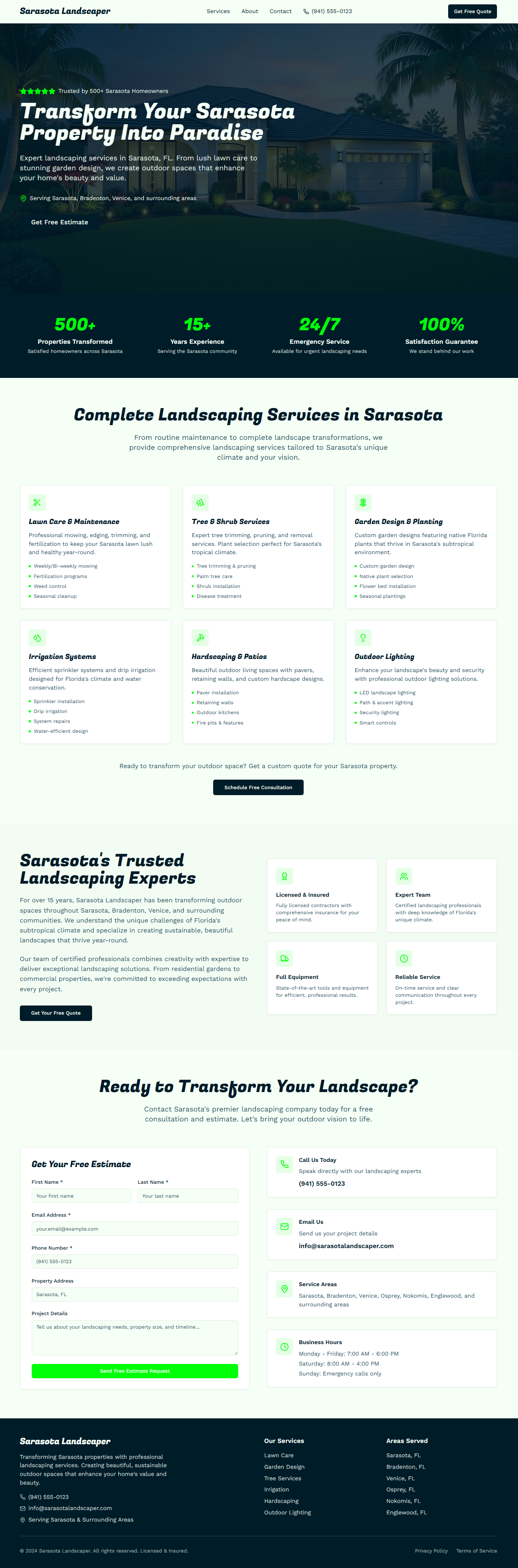 Landscaping concept web design b2c branding graphic design hero landing page landscpaing small business ui visual website