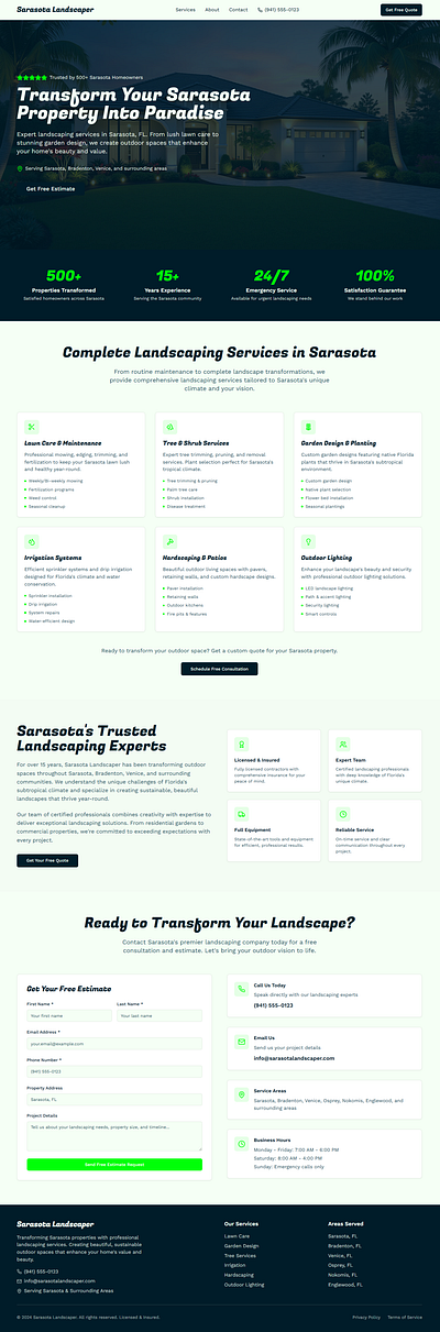 Landscaping concept web design b2c branding graphic design hero landing page landscpaing small business ui visual website