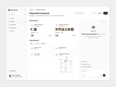 Study information & files - Gleanbase ai cards chat folder image interview pdf select ui xls