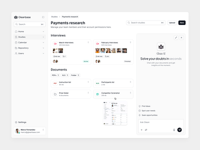 Study information & files - Gleanbase ai cards chat folder image interview pdf select ui xls