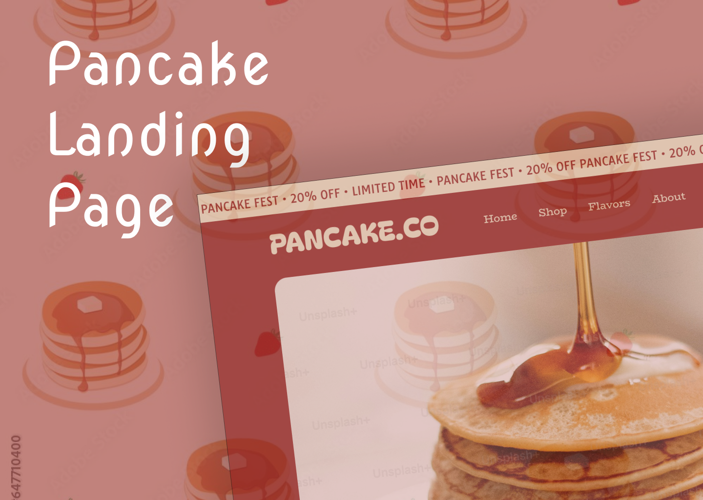 Pancake Landing Page Design breakfast food design landing page modern design pancake product page trendy ui ui design ux design web design