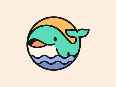 Happy whale 🐋✨ animal animal logo branding cartoon character cute cute logo friendly fun happy icon identity illustration kids logo mascot logo playful sea whale whale logo