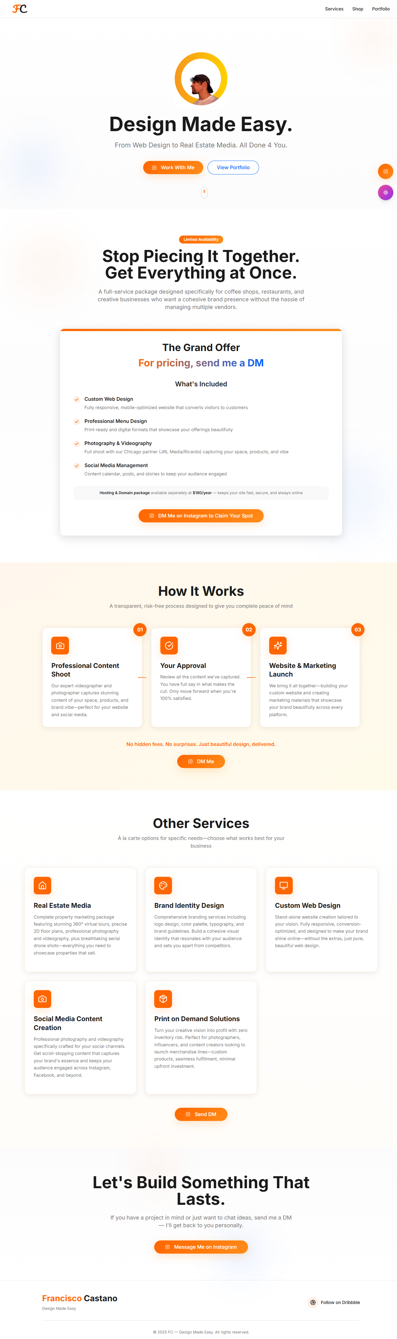 Freelance Landing Page Concept branding cta design freelance graphic design landing page logo media ui visual web design