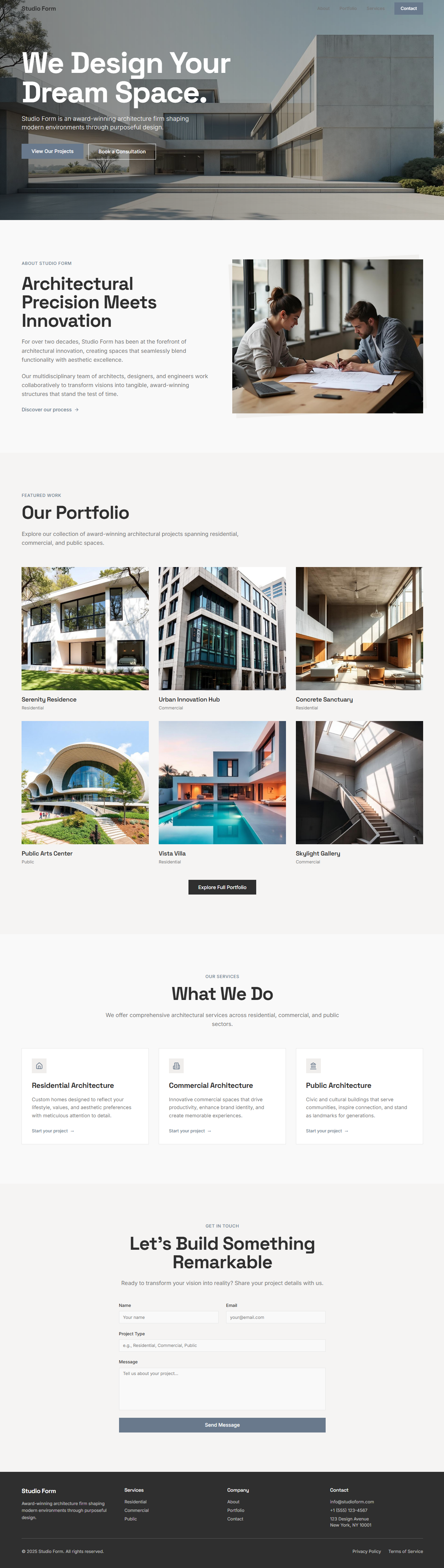 Studio Form Web Design (architecture) architecture bold branding design graphic design landing page modern ui visual web design white space