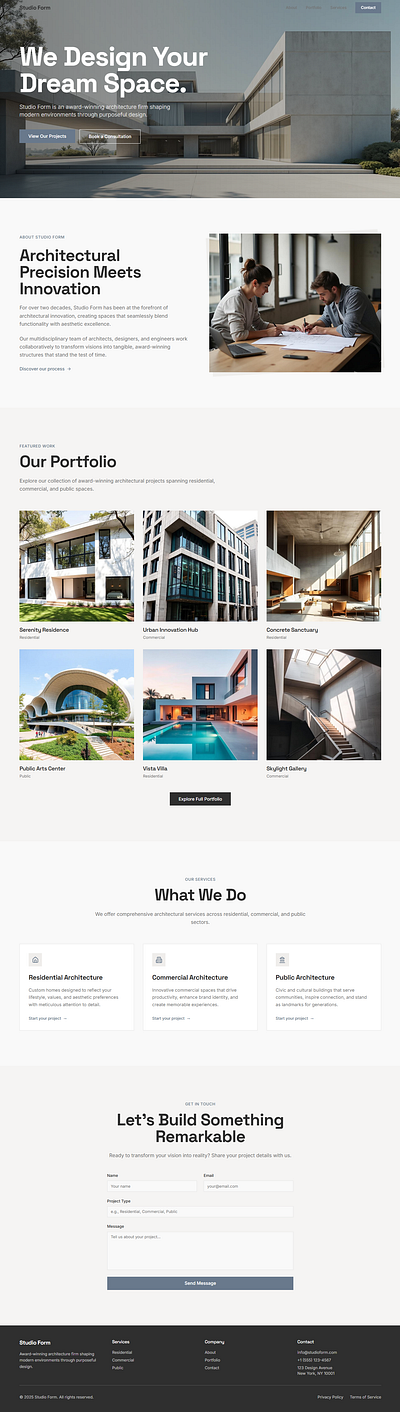 Studio Form Web Design (architecture) architecture bold branding design graphic design landing page modern ui visual web design white space