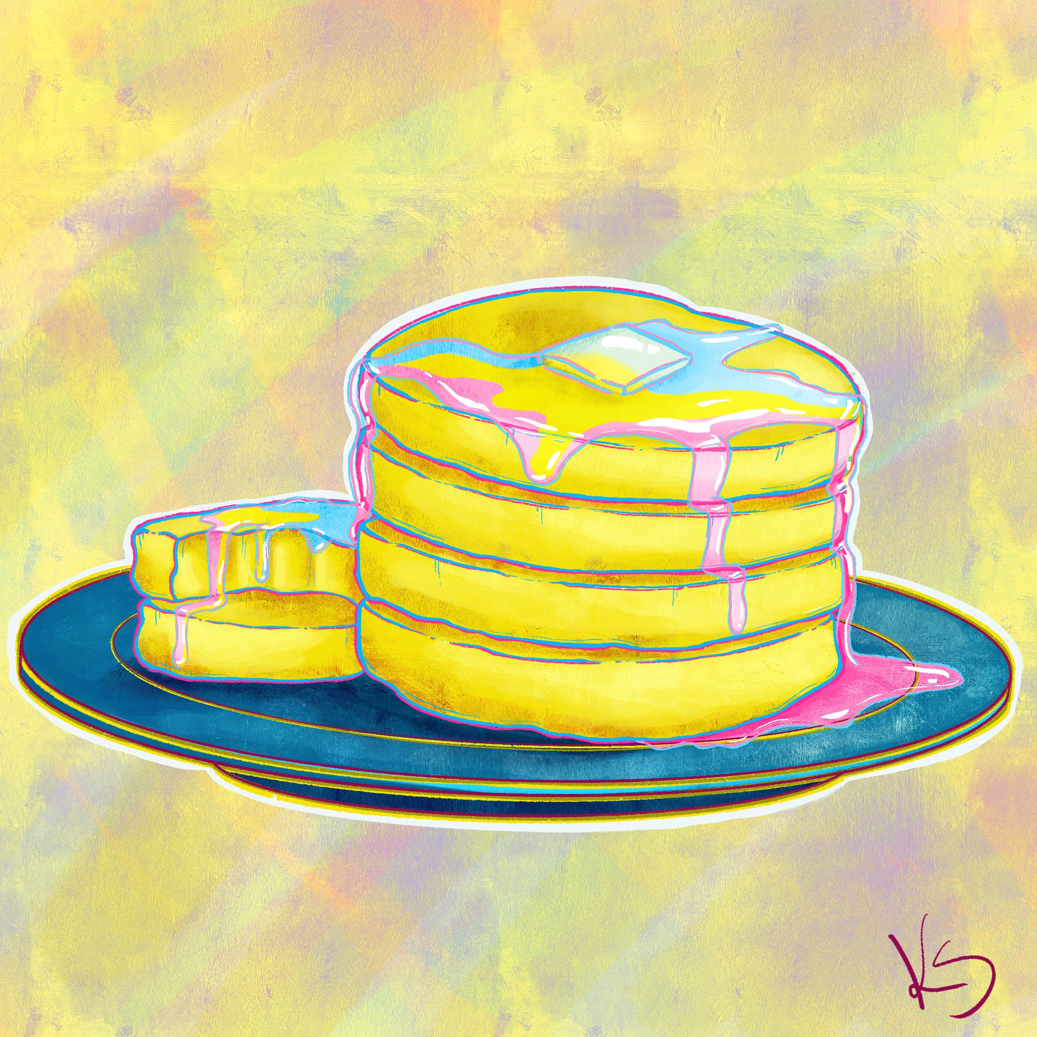 "Frying PAN" & "PAN-Cakes" (2024) breakfast digital art digital illustration illustration pansexual pride procreate