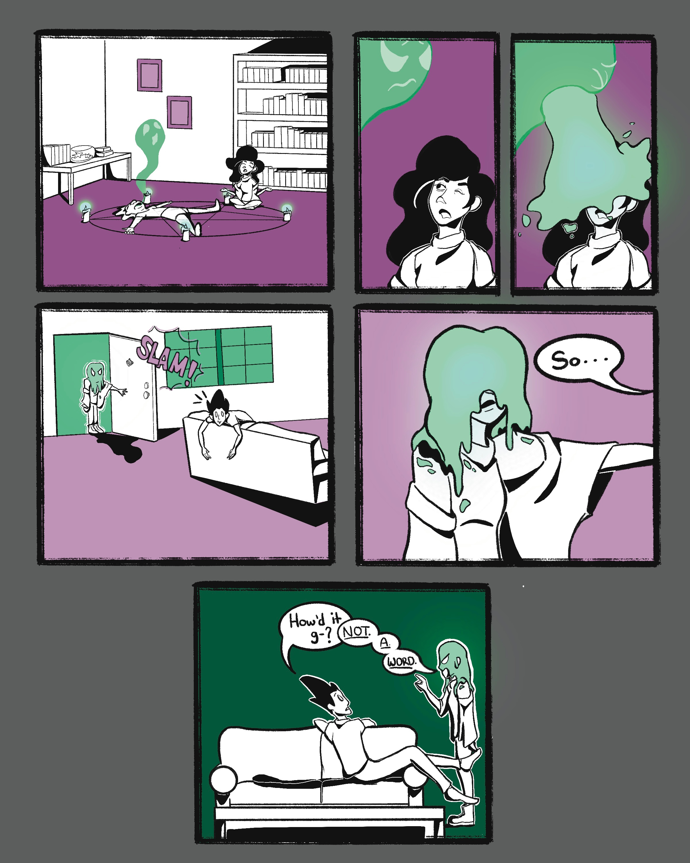 "Bad Day At Work?" (2024) comic digital art digital comic digital illustration ghosts illustration procreate spooky