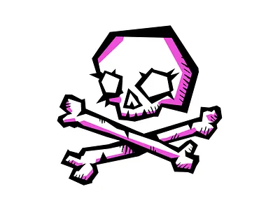 skull affinity blocky character chonky crossbones duotone illustration skeleton skull