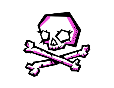 skull affinity blocky character chonky crossbones duotone illustration skeleton skull