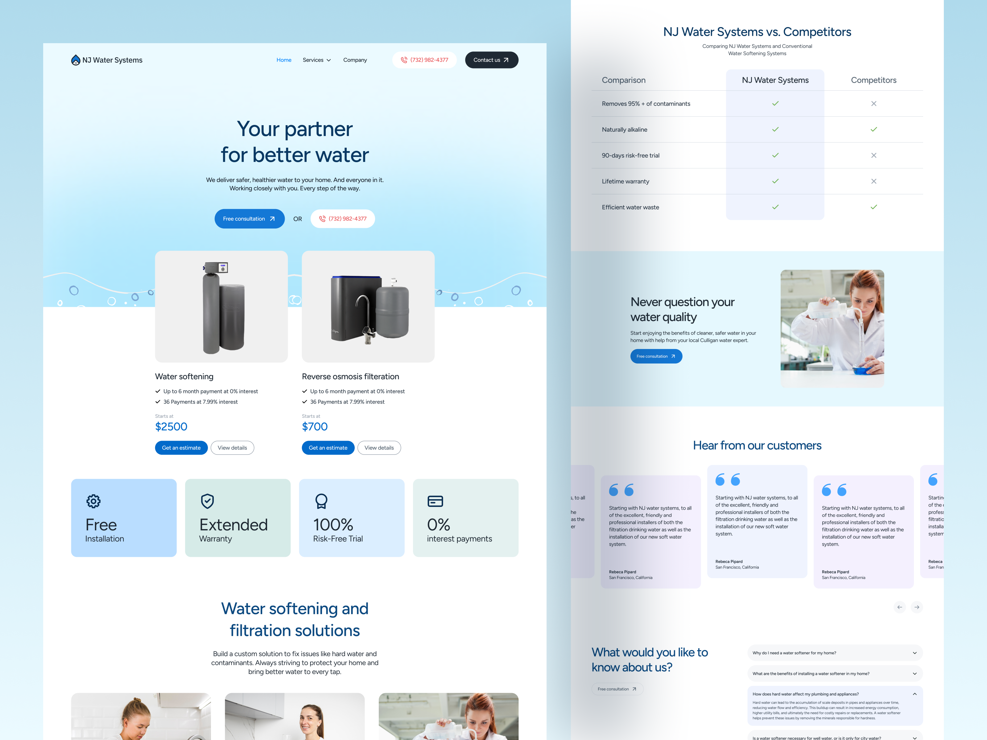 NJ Water Systems — Modern Service Website b2b business business website design figma design homepage landing page minimal ui ux web design web development website ui