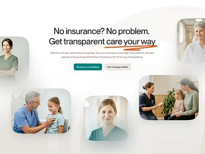 Healthio landing page — Transparent care experience healthcare healthteach landing page landing page design modern ui telehealth ui web design website wellness