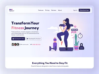 Daily UI 074 - Download App 📱 daily ui challenge dailyui dailyui74 dailyuichallenge download app fitness fitness landing landing page ui design