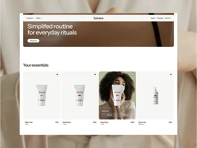 Homepage for Solvane Framer eCommerce store beauty branding clean cosmetics d2c ecommerce essentials framer homepage minimal modern product responsive shopify skincare template ui ux webdesign wellness