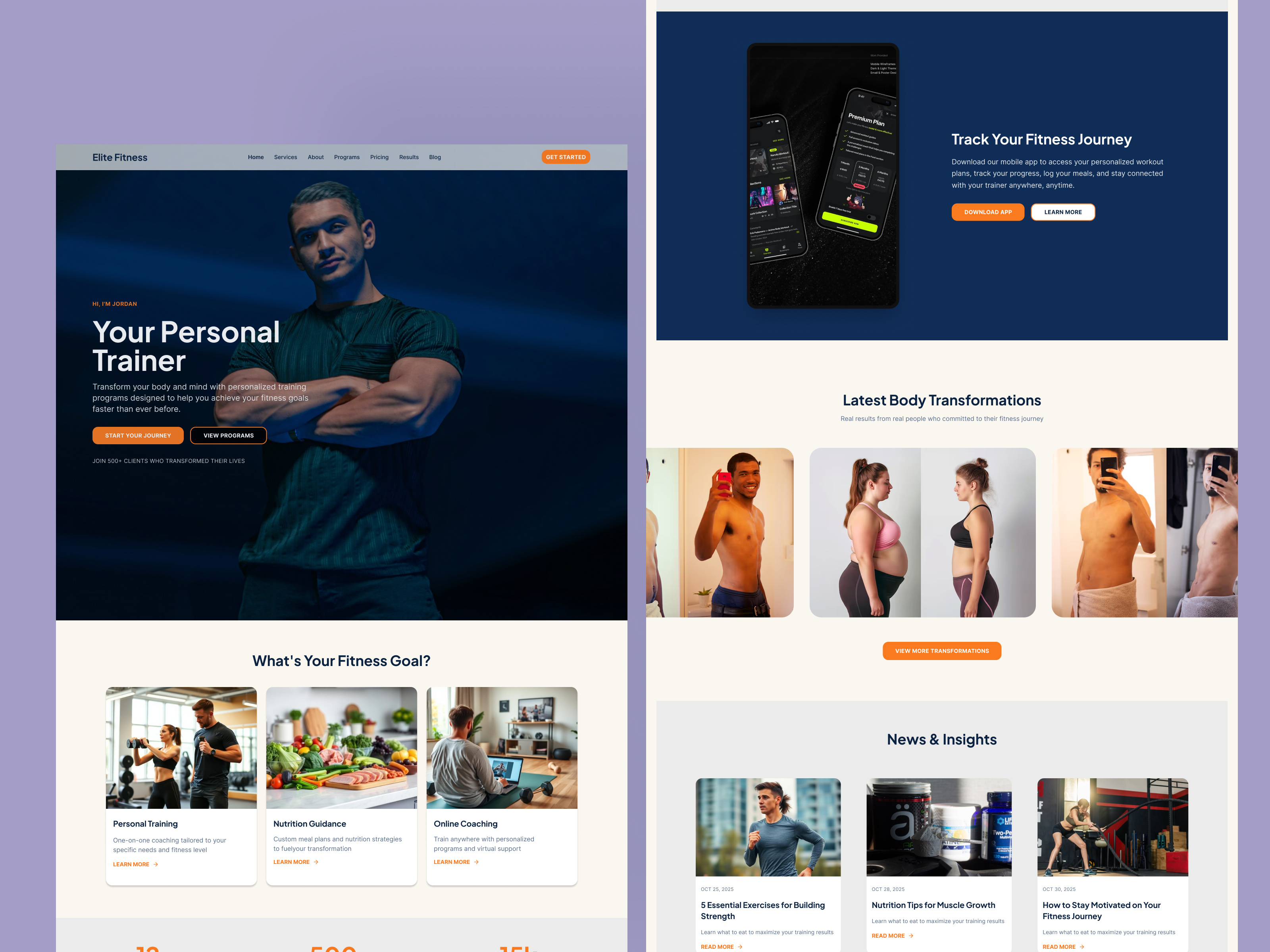 Elite Fitness - Personal Trainer Landing Page UI/UX adobe xd creativeui design figma fitness graphic design gym interface design ui ux