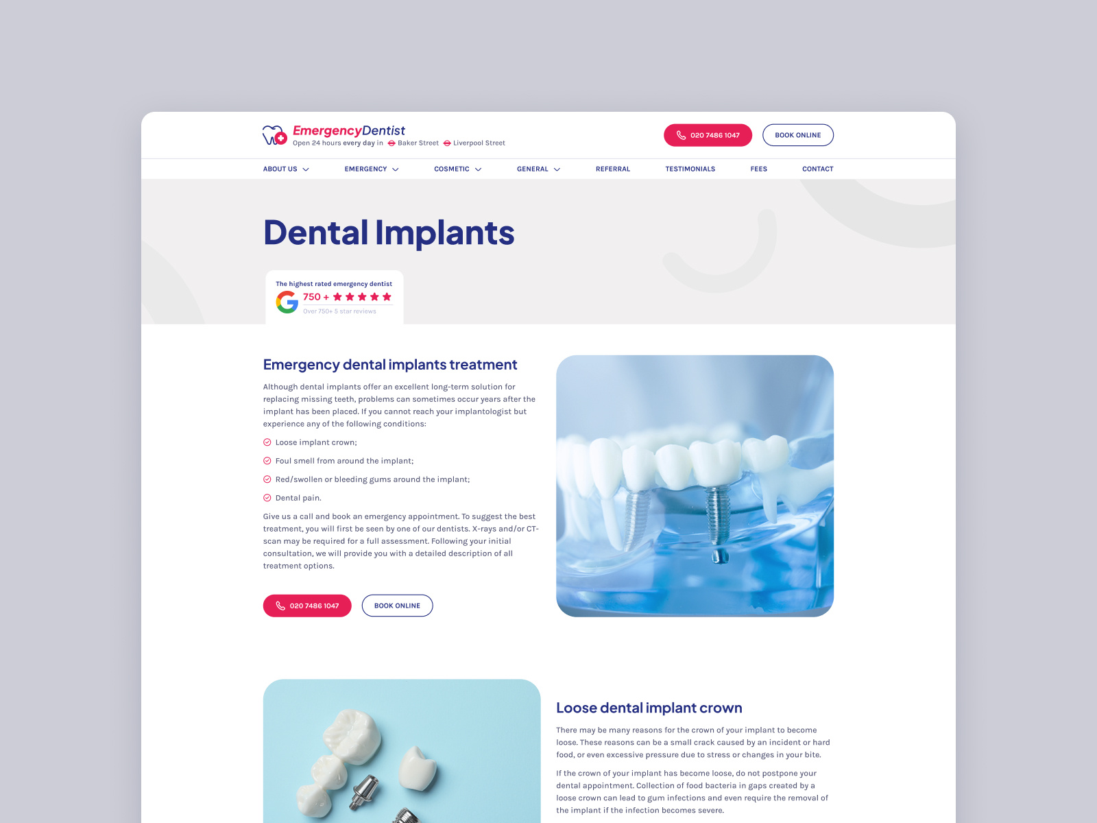 Emergency Dentist - Service page dental services dentist emergency care emergency services ggstudio health care service page ui ux web design website
