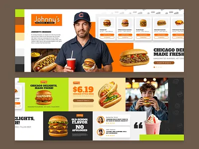 Johnny's Burgers & Dogs - StyleScape branding burgers chicago color palette concept delicious design exploration exploration food fooddesign graphic design handmade hotdogs identity design layout pattern restaurant branding stylescape ui visual direction
