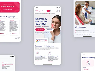 Emergency Dentist – Mobile Experience dental care dentist emergency dentist ggstudio health care mobile responsive ui ux web design website