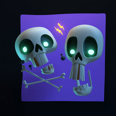 Skulls Illustration 3d animation b3d blender illustration motion skulls