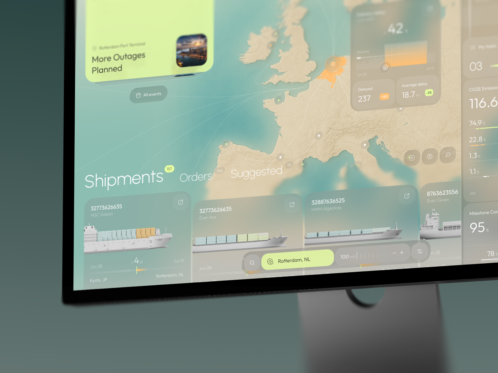 ShipLens TMS – Truck Management Dashboard ai app app design b2b crm dashboard design interface logistics product saas software tms tracking truck ui ux web web app