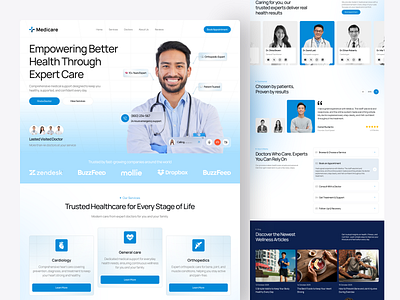 Medicare - Medical Healthcare Website appointment business clean doctor doctor website healthcare healthcare center hospital hospital website landing page medical service medical website modern ui patient professional service ui uiux website landing wellness