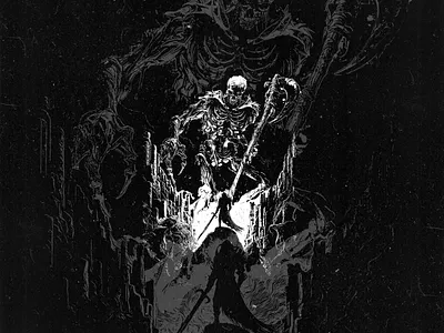 skeletal reaper in a dark fantasy angel anime black branding darkart design illustration logo symbol ui