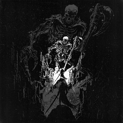 skeletal reaper in a dark fantasy angel anime black branding darkart design illustration logo symbol ui