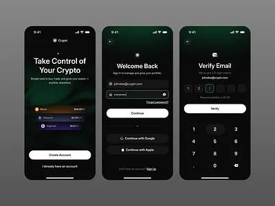 Crypin - Crypto Wallet App animation business clean crypto crypto app crypto wallet design finance financial graphic design investment mobile modern motion graphics technology ui uidesign ux uxdesign wallet